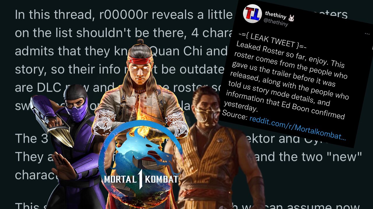 Mortal Kombat 1 Leaked Details Confirmed By Ed Boon & Leaked Roster Insiders Confirms Characters