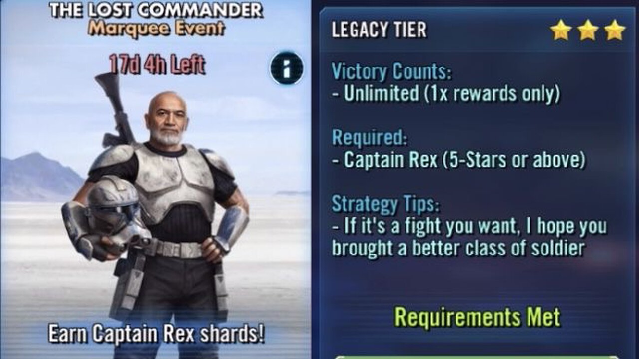 Completing the Legacy Tier of Marquee Event “The Lost Commander” | Low Gear Rex for the WIN!