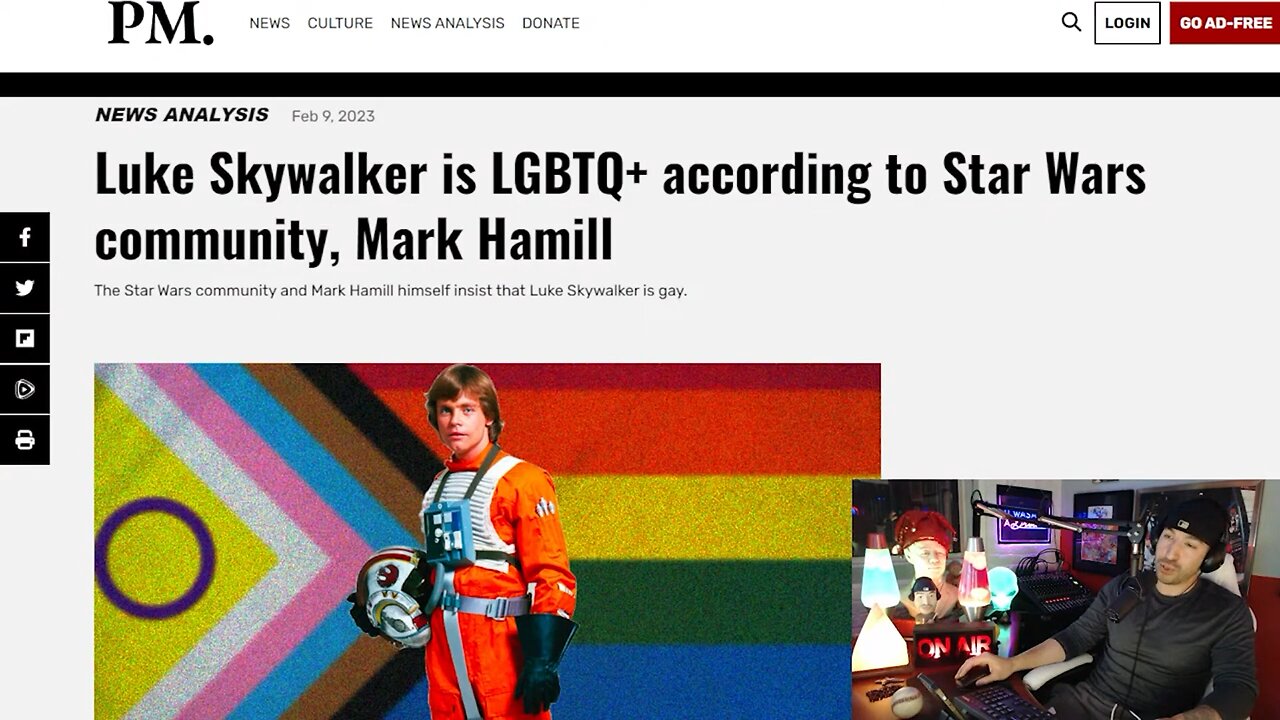 Quite Flashback; Did you hear? Luke Skywalker is gay now.