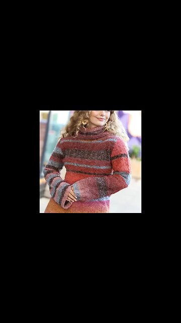 GOING MY WAY RUST & MUSTARD STRIPE BOUCLE TURTLE NECK SWEATER