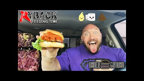 Ryback Feeding Time Underground Burgers Spicy Chicken Sandwiches & Tots w/ Woman Pissing and Pooping