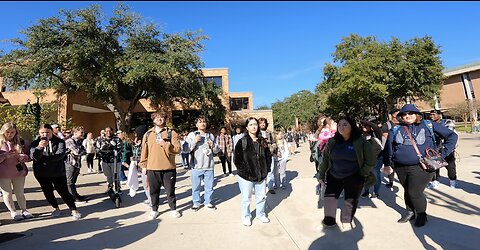 Sam Houston State Univ: Pro-Homosexual Female Student Yells, Helps Me Draw A Large Crowd, Lots of Great Questions, Then Hostility & Rowdiness Grows As Homosexuals & Sexual Perverts Stir Up The Crowd, A Satanist Lesbian Raises Her Sign, A Wild Day!