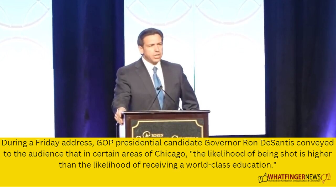 During a Friday address, GOP presidential candidate Governor Ron DeSantis conveyed