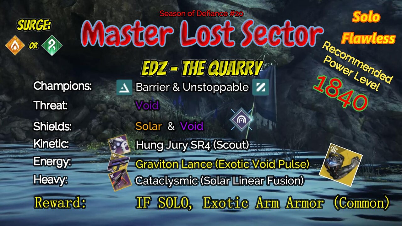 Destiny 2 Master Lost Sector: EDZ - The Quarry on my Solar Titan Solo-Flawless 5-21-23