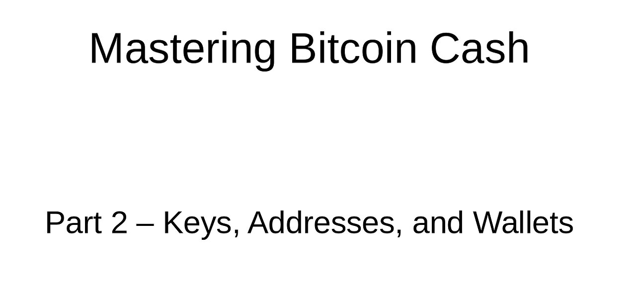 Mastering Bitcoin Cash - Part 2 - Keys, Addresses, and Wallets
