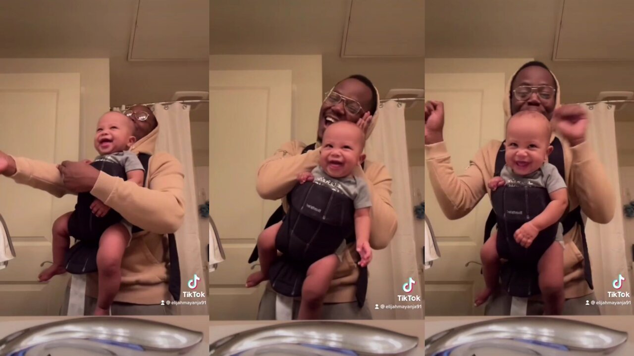 Baby can't stop laughing at dad's hilarious dance moves