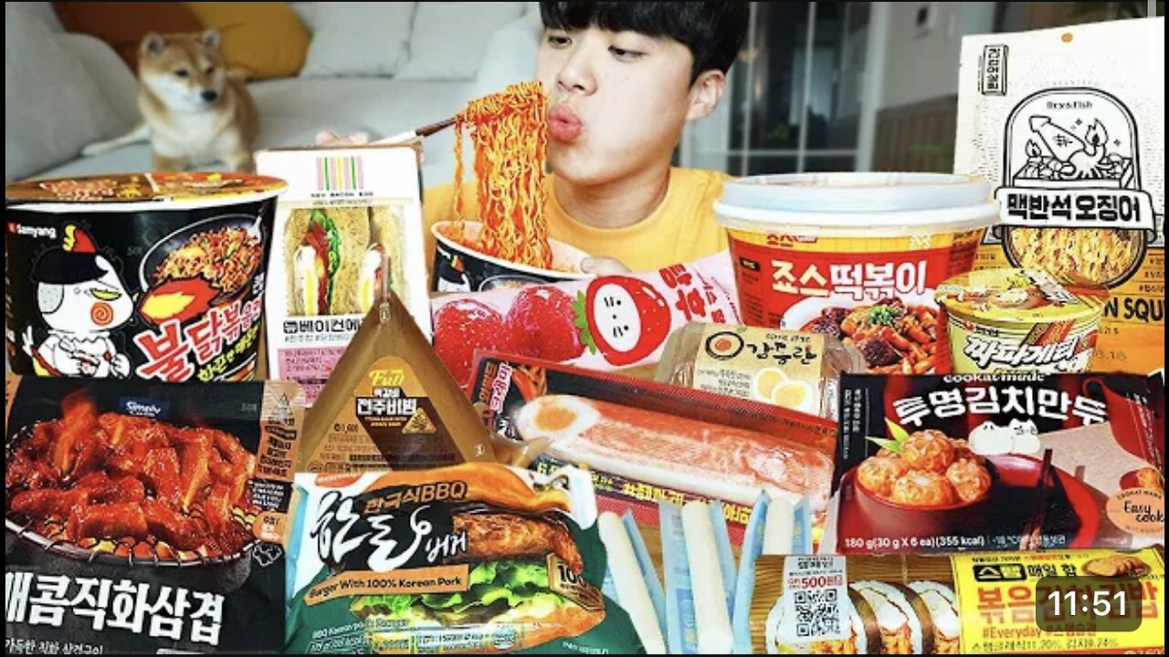 ASMR MUKBANG convenience store store, FIRE NOODLES, HOT DOG, GIMBAP Tteokbok…