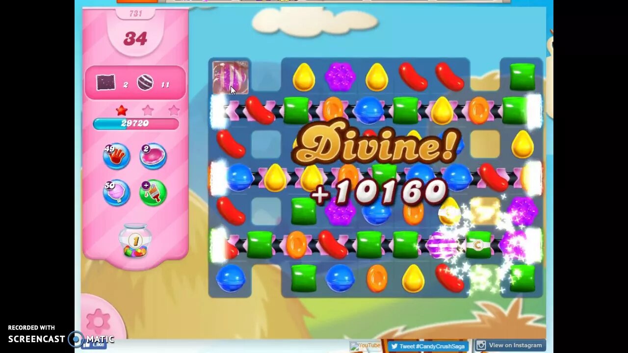 Candy Crush Level 731 Audio Talkthrough, 3 Stars 0 Boosters