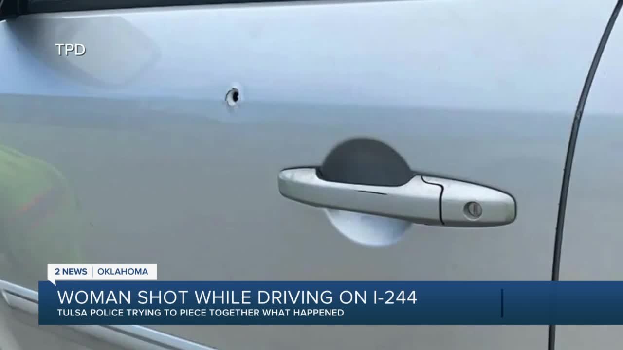 Woman shot while driving on I-244