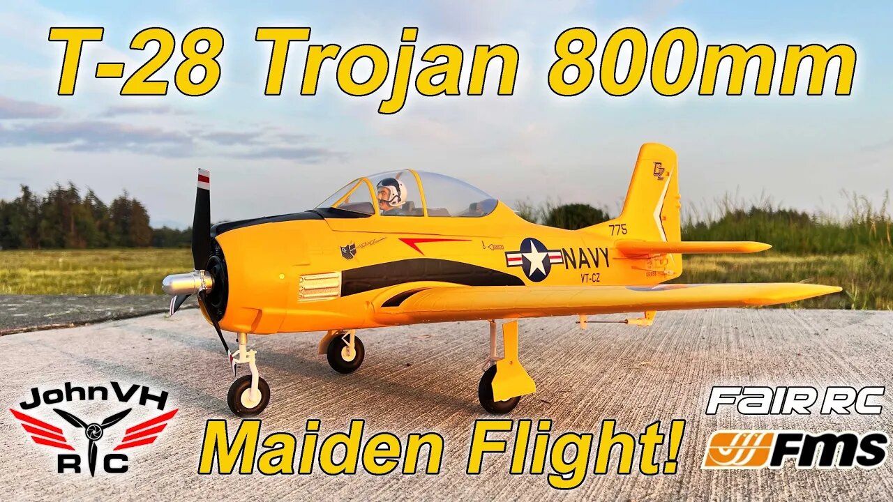 FMS FairRC 800mm T-28 Trojan Yellow MAIDEN FLIGHT Review @fairrc @fmsmodelRC 