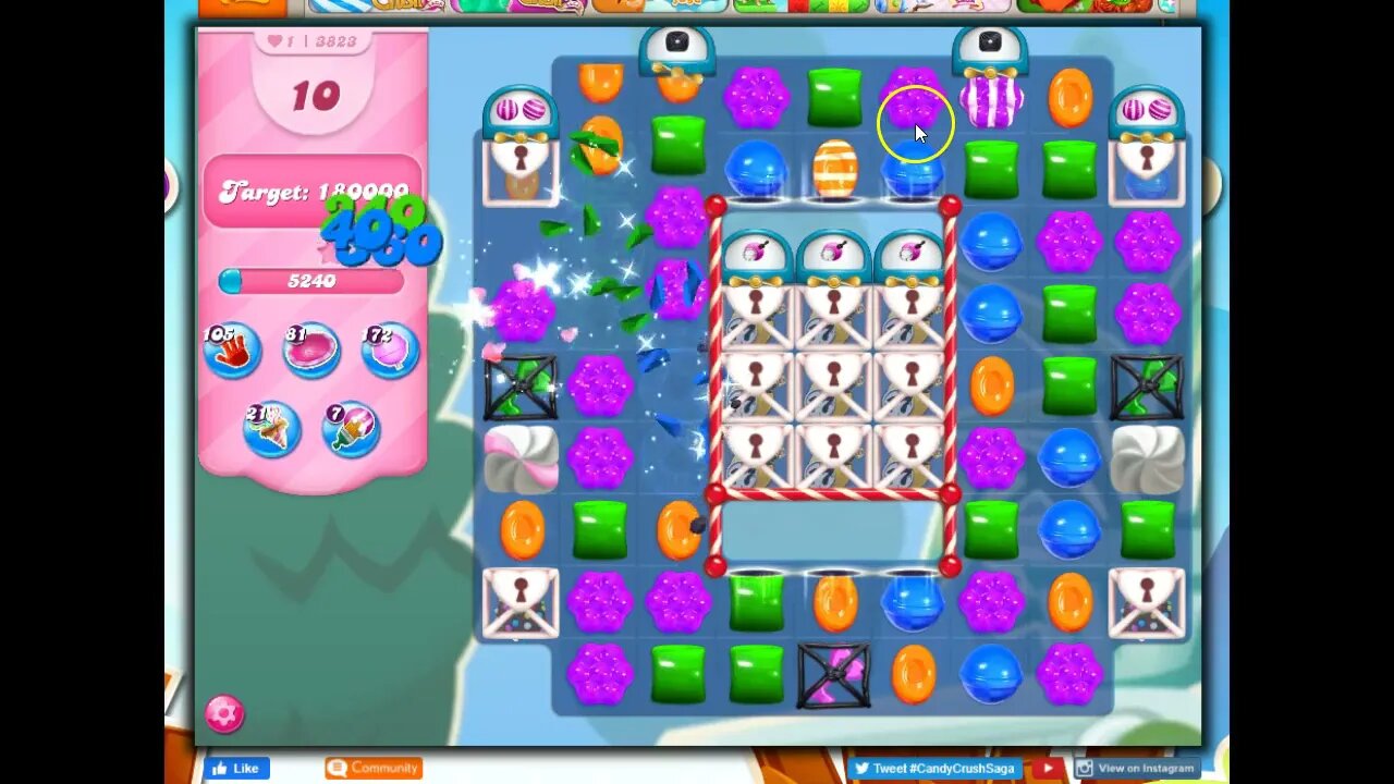 Candy Crush Level 3823 Talkthrough, 18 Moves 0 Boosters