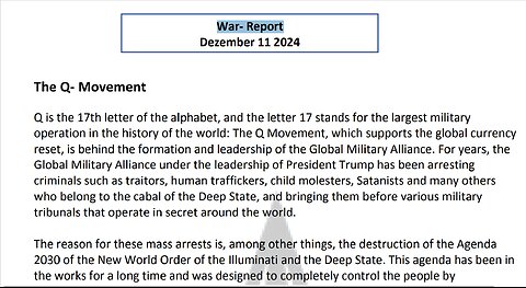 WAR REPORT - THE Q MOVEMENT