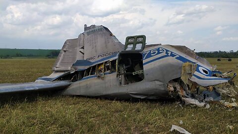 The wreckage of the IL-22VPU aircraft, which was shot down by Wagner's units