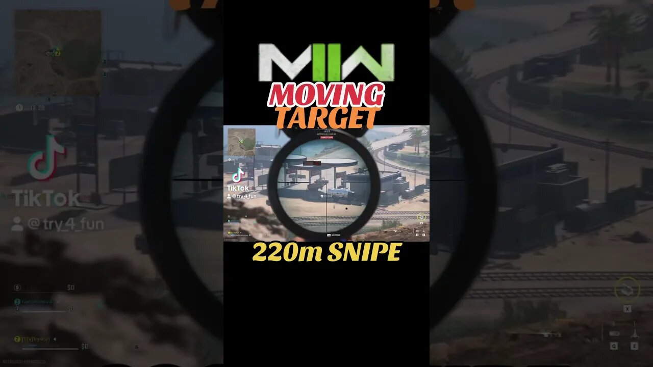 MOVING TARGET 220m SNIPE! #mw2 #gaming #toxic #sniper #cod #challenging