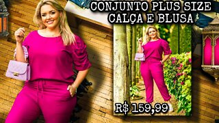 🛑 CONJUNTO PLUS SIZE CALÇA E BLUSA MANGA PRINCESA