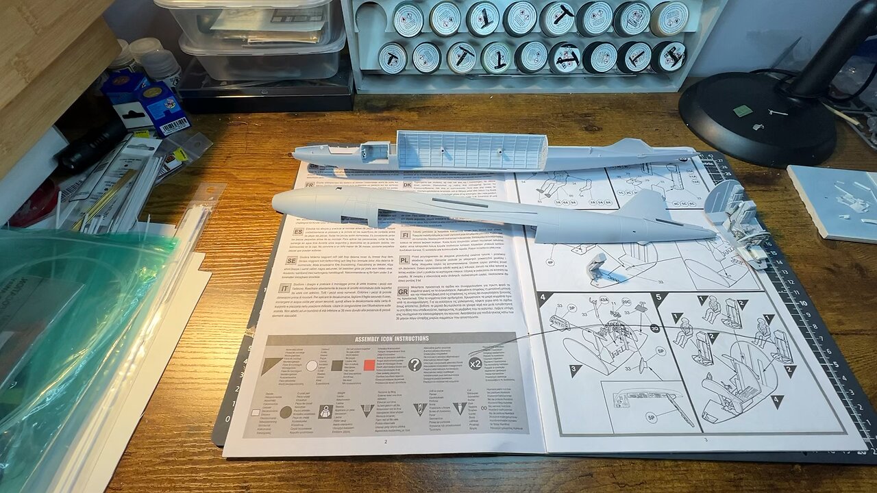 English Electric Canberra. 1/48 scale Airfix model kit: ejection seat detail