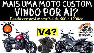 Mais moto custom vindo por ai ? BENDA constrói motor V4 de 500 e 1200cc