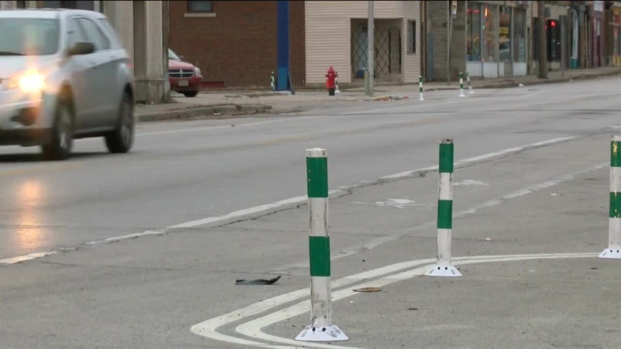 DPW says installation of plastic poles is proving to be a cheap and effective traffic-calming solution