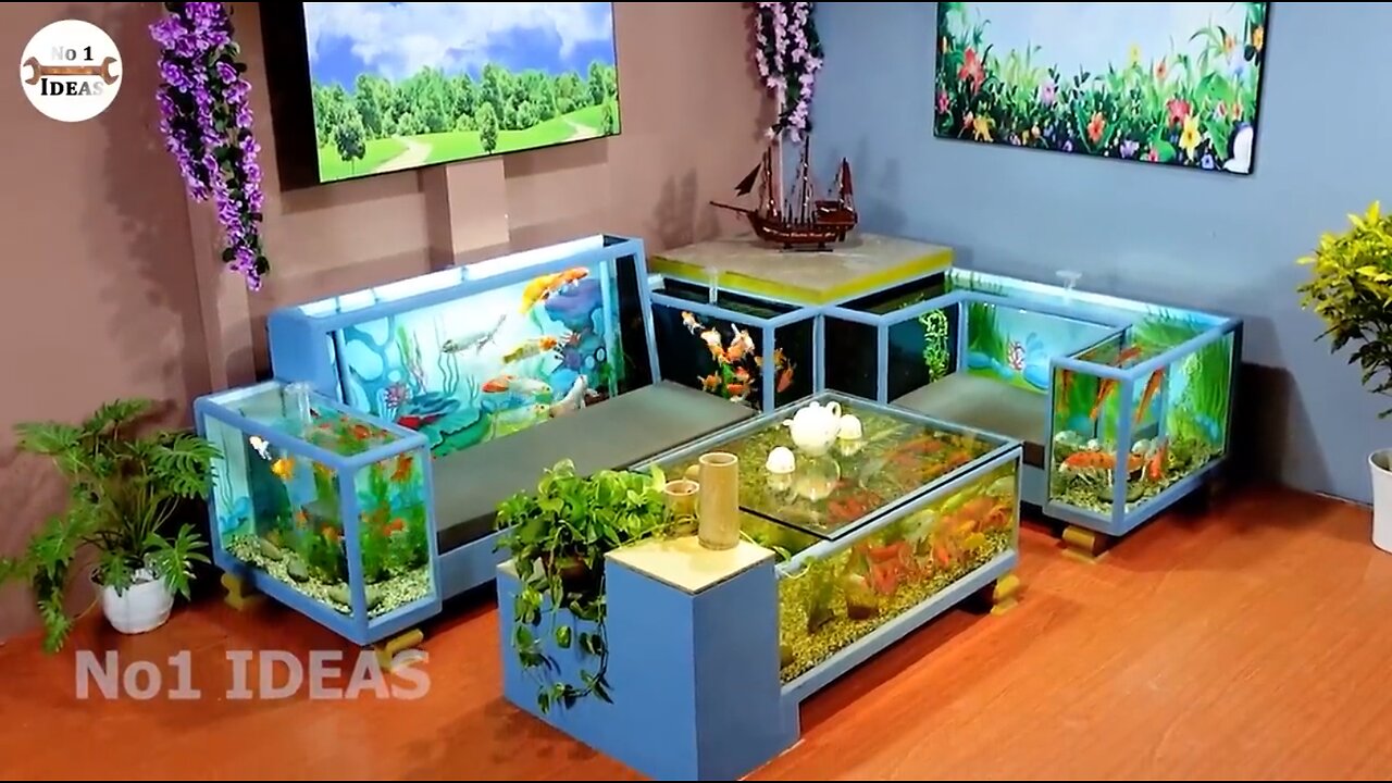 WOW! Unique coffee table aquarium idea for living room _ How to DIY