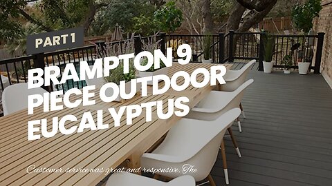 Brampton 9 Piece Outdoor Eucalyptus Extendable Dining Set White Chairs wi...