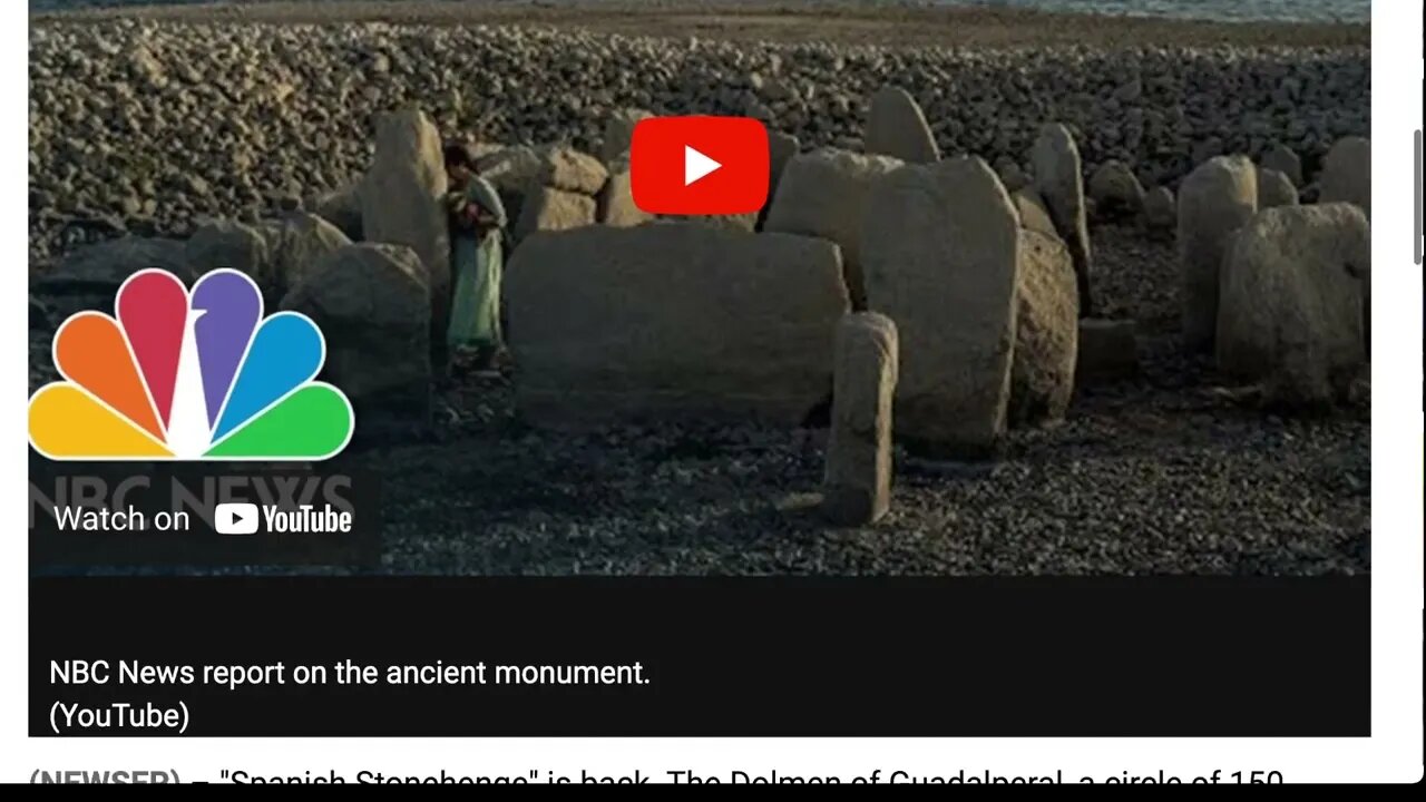 隨著水位下降而出現的古老岩石圈，科學家們趁此機會爭相研究“西班牙巨石陣”