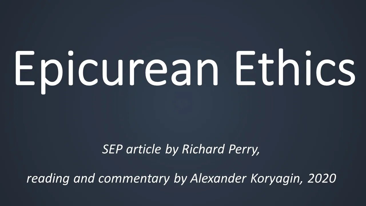 Epicurean Ethics by Richard Parry (SEP)