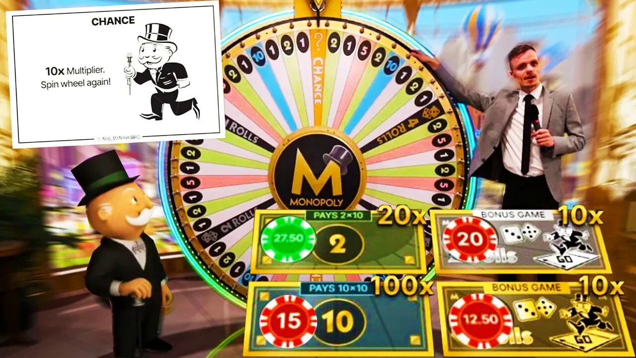 INSANE 10X CHANCE MULTIPLIER ON MONOPOLY LIVE! (25 AUTO PLAY ROUNDS)