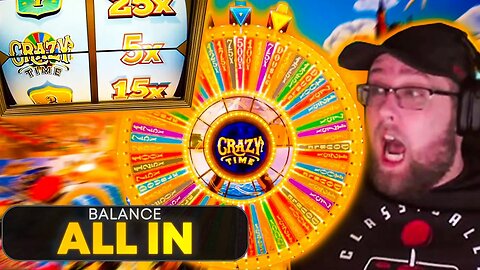 ALL IN BET HITS 5X CRAZY TIME GAME SHOW! (INSANE)