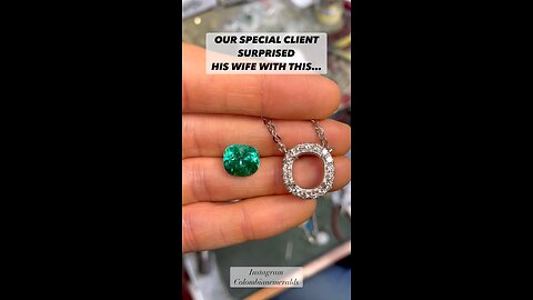 personalized AAA top quality cushion Colombian emerald and jumbo VS diamond pave halo in platinum