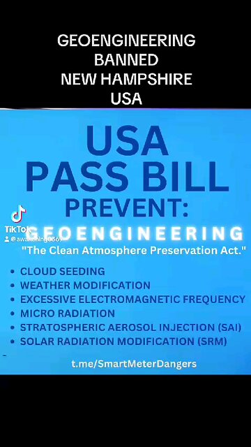 New Hampshire USA Banning Geoengineering-Chemtrails