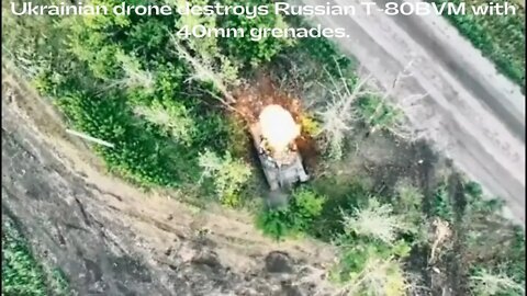 Ukrainian drone destroys Russian T 80BVM