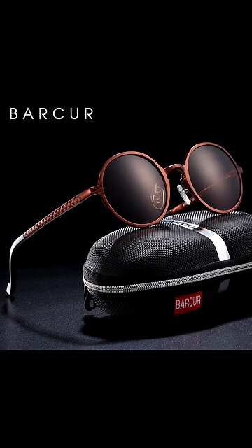 BARCUR Hot Black Goggle Male Round Sunglasses Luxury