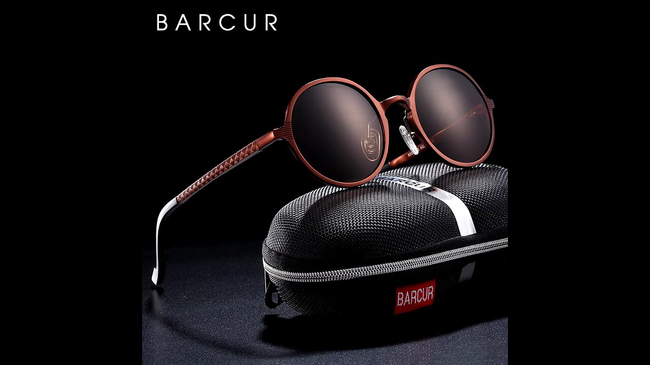 BARCUR Hot Black Goggle Male Round Sunglasses Luxury