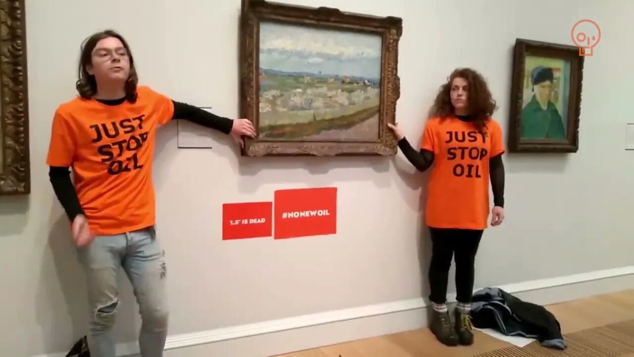 OH NO! protesters glue themselves to a VAN GOGH