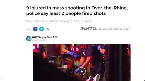 🟨 2022 年 8 月 7 日，俄亥俄州辛辛那提，超大規模槍擊事件，9 人受傷 🟨