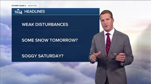 Highs in the 40s today, snow possible tomorrow