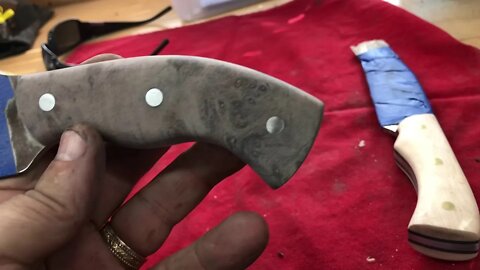 5 knives off the belt grinder and handles shaped