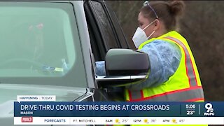 Drive-thru testing site open at Crossroads Church in Mason