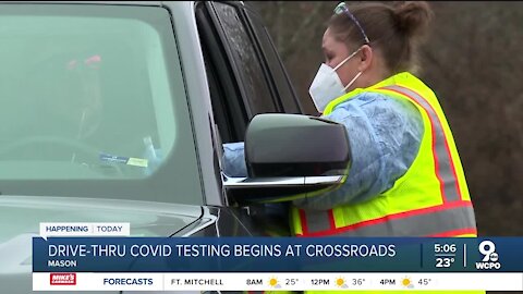 Drive-thru testing site open at Crossroads Church in Mason