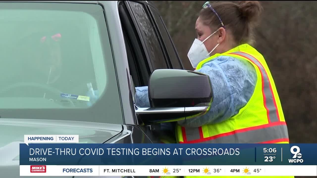 Drive-thru testing site open at Crossroads Church in Mason