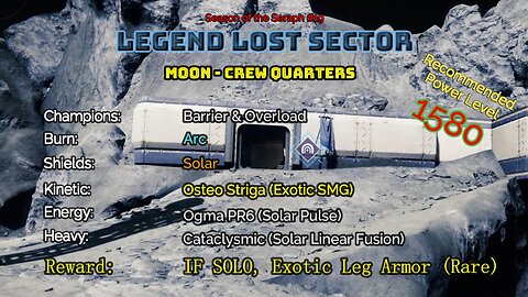 Destiny 2 Legend Lost Sector: Moon - K1 Crew Quarters on my Warlock 1-20-23