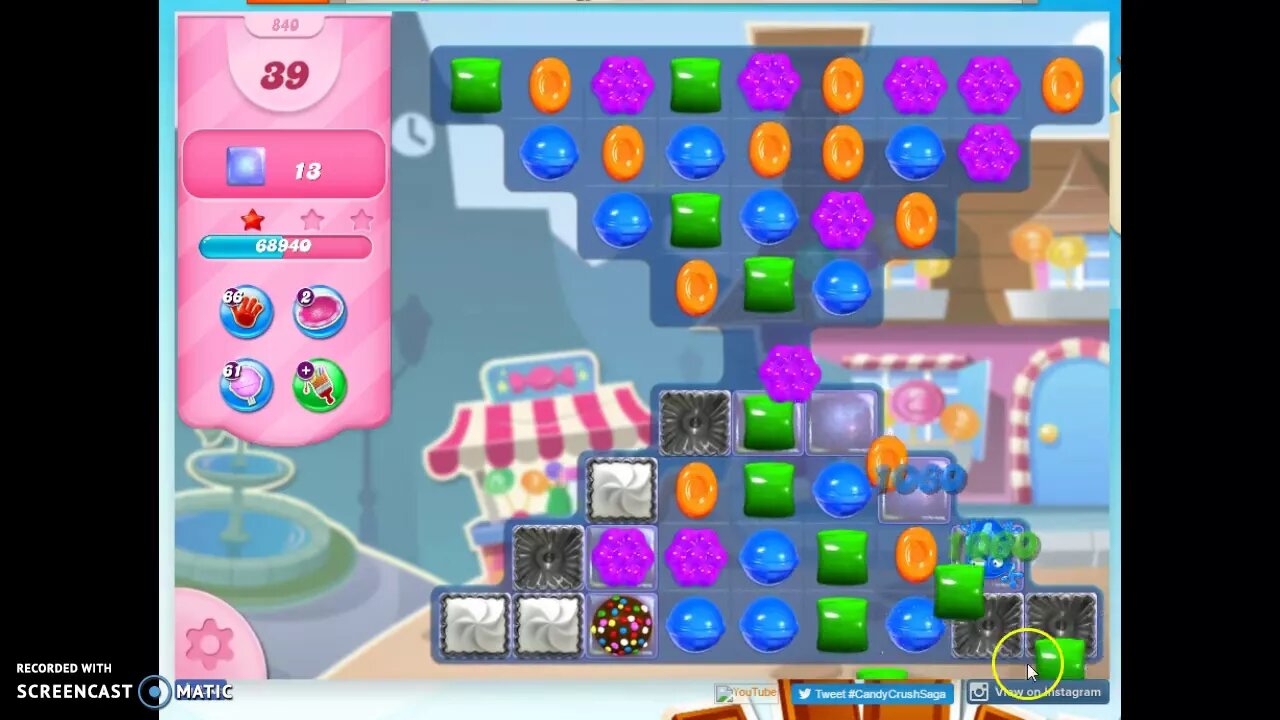 Candy Crush Level 840 Audio Talkthrough, 3 Stars 0 Boosters