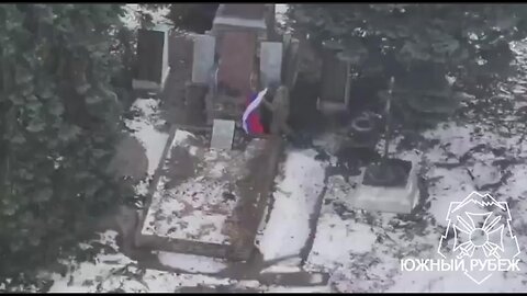 Russia military raised a flag in Hannivka, UA