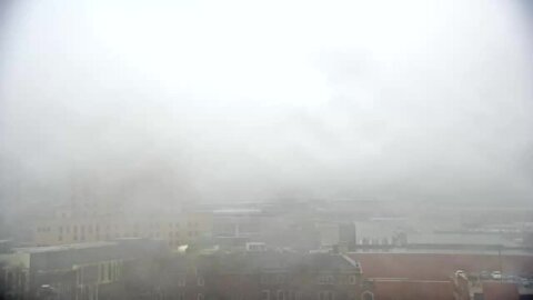 Fog overcomes Downtown Cleveland