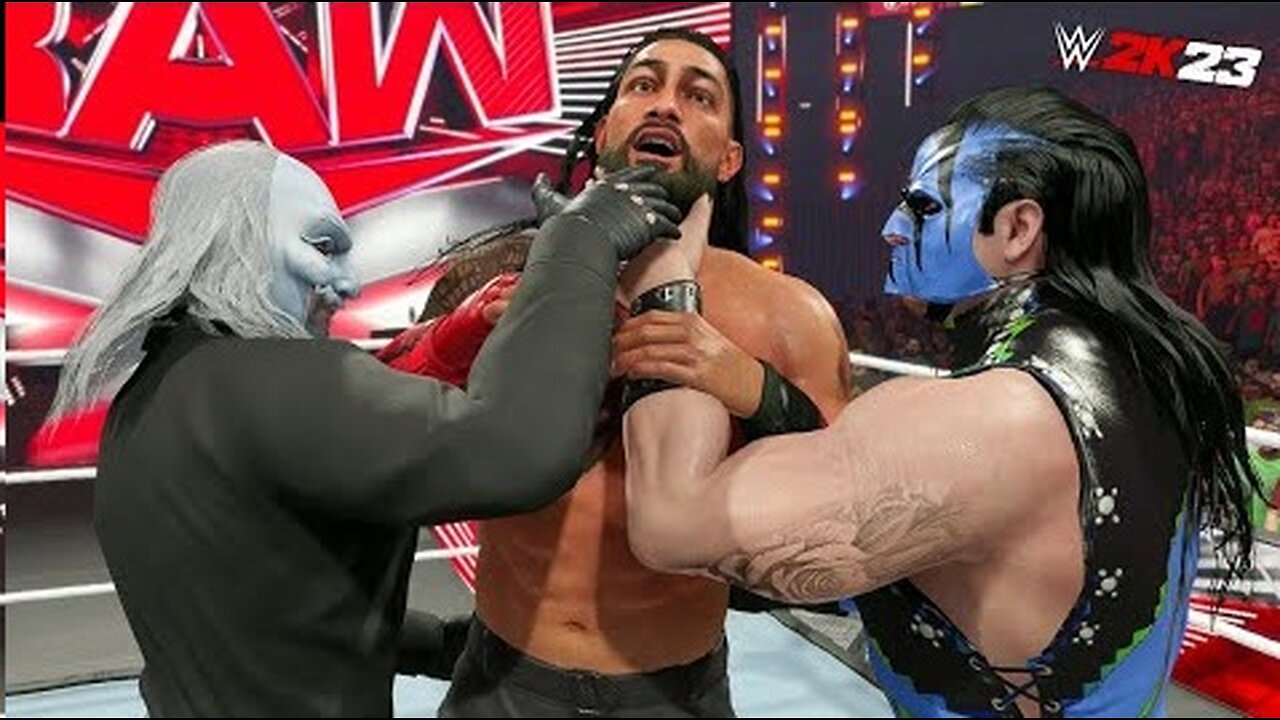 Blue Kane Uncle Howdy & Rey Mysterio Vs Roman Reigns Brock Lesnar & John Cena WWE 2K23