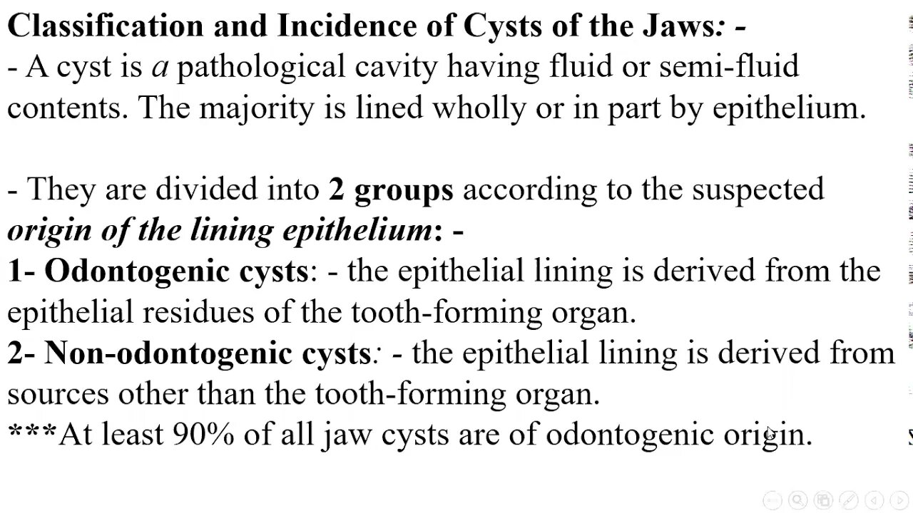 oral pathology L6 (cysts of jaws and oral soft tissue)