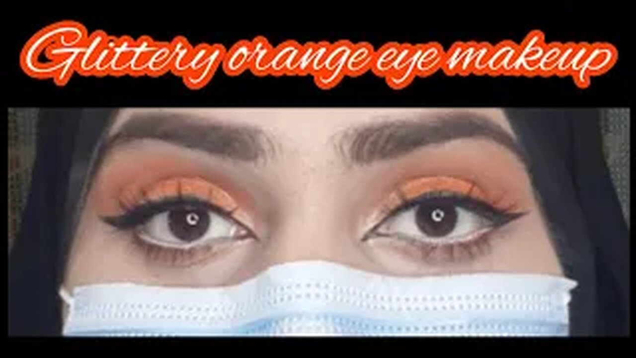 Glittery orange eye makeup tutorial | warm orange eye makeup look for party | orange dress makeup