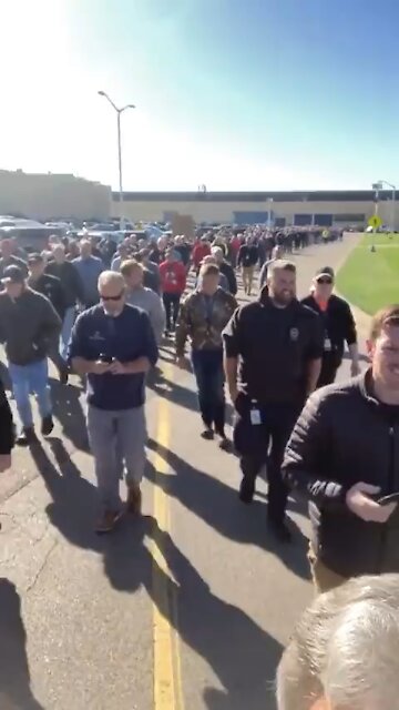 General Electric employees walk off their job in protest