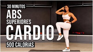 30 Min de CARDIO com Superiores e ABS | Queime 500 Calorias | Em Casa | Samara Aquino