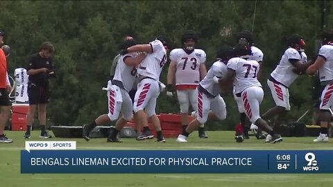 Bengals players practice in full pads for first time this training camp